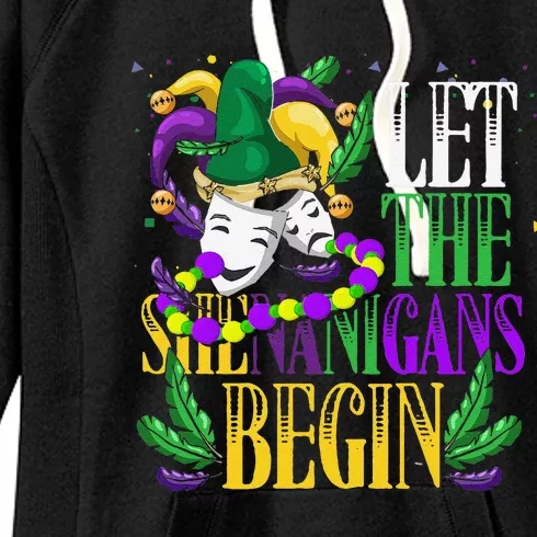 Let The Shenanigans Begin Funny Masquerade Mardi Gras Women's Fleece Hoodie