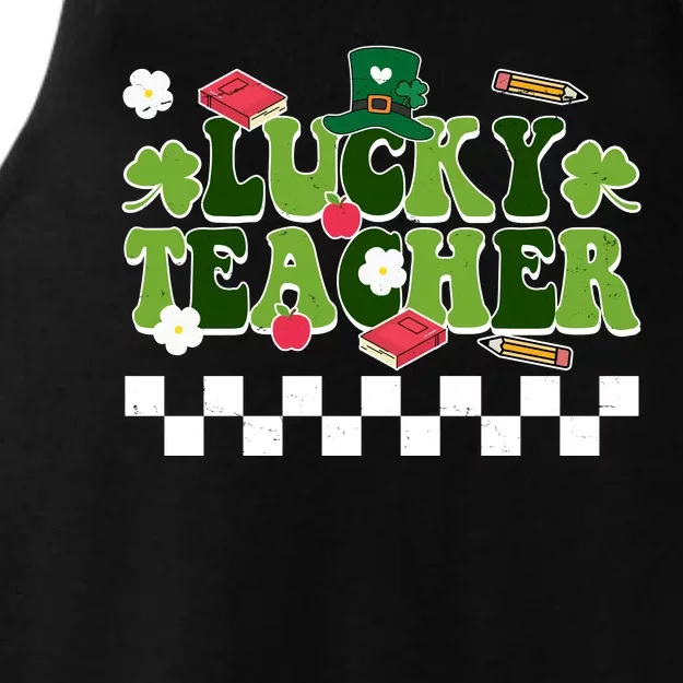 Lucky Teacher St Patrick's Day Holiday Ladies Tri-Blend Wicking Tank