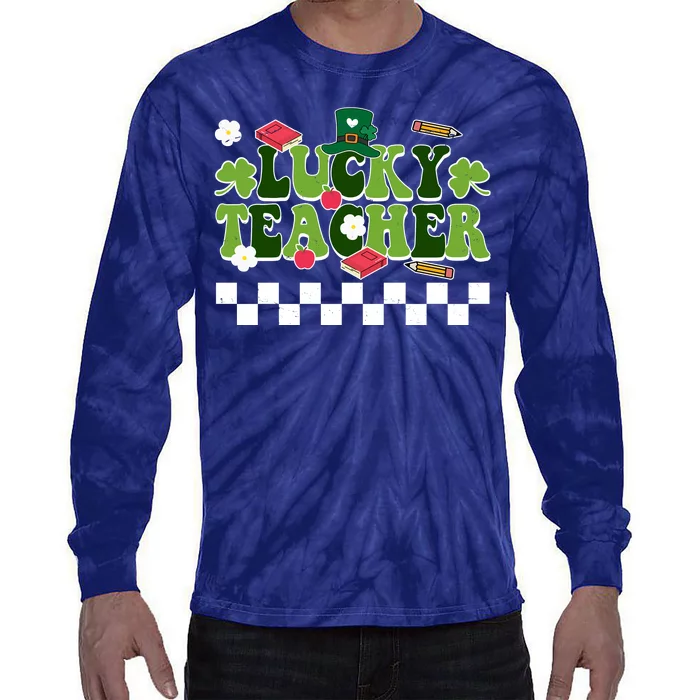 Lucky Teacher St Patrick's Day Holiday Tie-Dye Long Sleeve Shirt