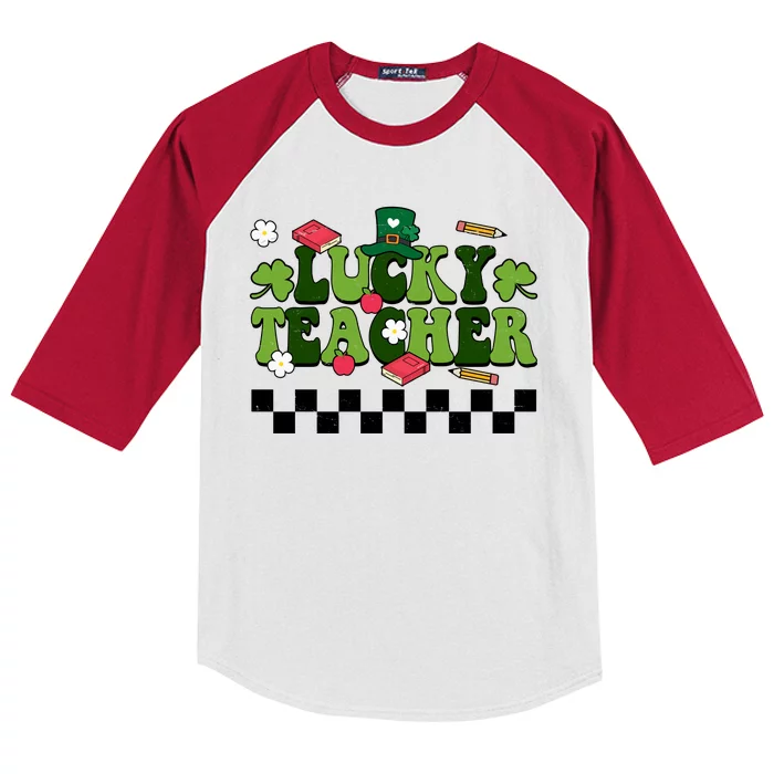 Lucky Teacher St Patrick's Day Holiday Kids Colorblock Raglan Jersey