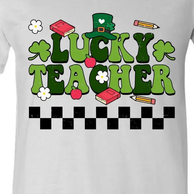 Lucky Teacher St Patrick's Day Holiday V-Neck T-Shirt