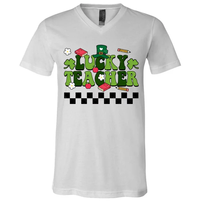 Lucky Teacher St Patrick's Day Holiday V-Neck T-Shirt