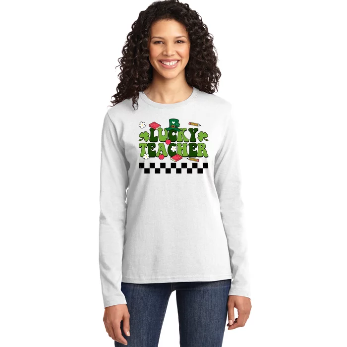 Lucky Teacher St Patrick's Day Holiday Ladies Long Sleeve Shirt