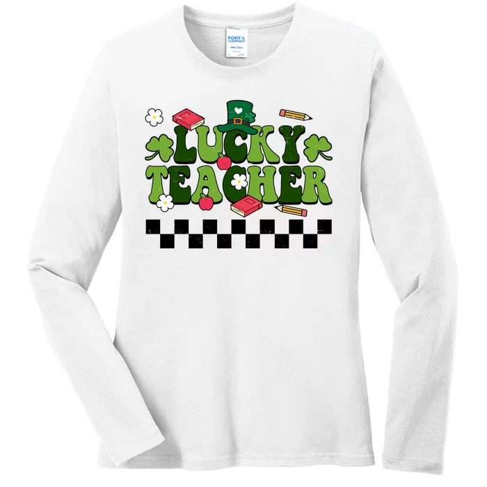 Lucky Teacher St Patrick's Day Holiday Ladies Long Sleeve Shirt