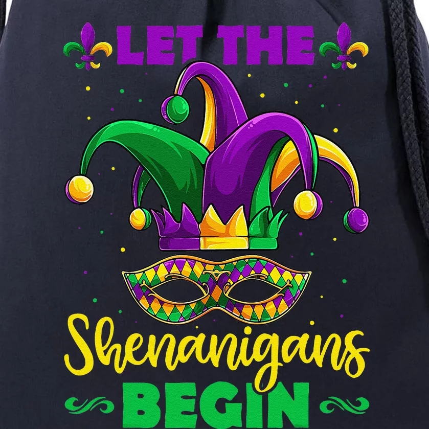 Let The Shenanigans Begin Mardi Gras Drawstring Bag