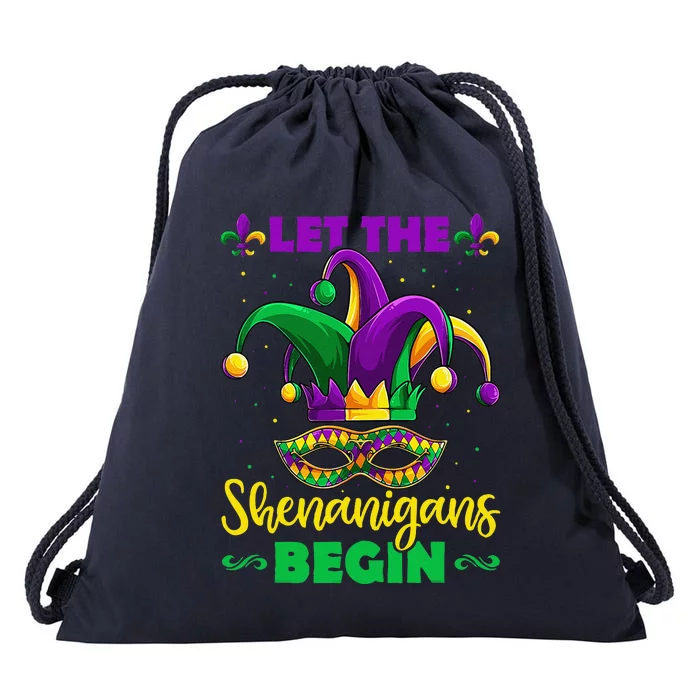 Let The Shenanigans Begin Mardi Gras Drawstring Bag