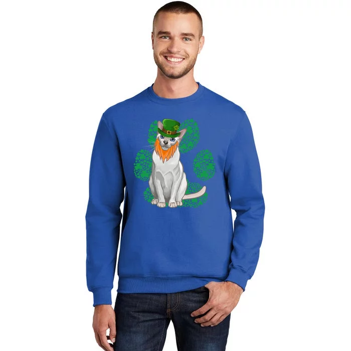 Leprechaun Tonkinese St Patricks Day Shamrock Paw Gift Tall Sweatshirt