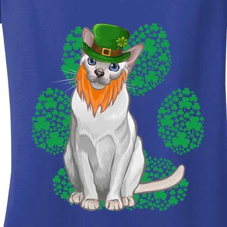 Leprechaun Tonkinese St Patricks Day Shamrock Paw Gift Women's V-Neck T-Shirt