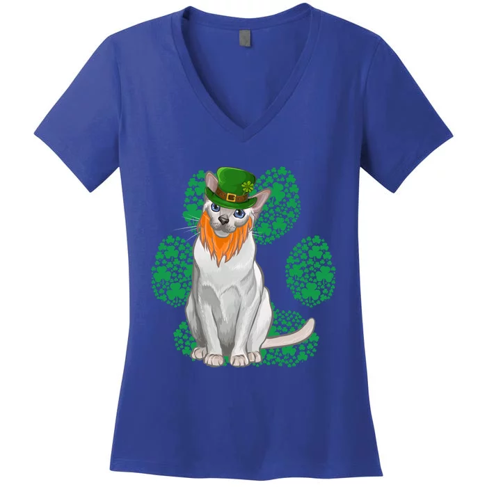 Leprechaun Tonkinese St Patricks Day Shamrock Paw Gift Women's V-Neck T-Shirt