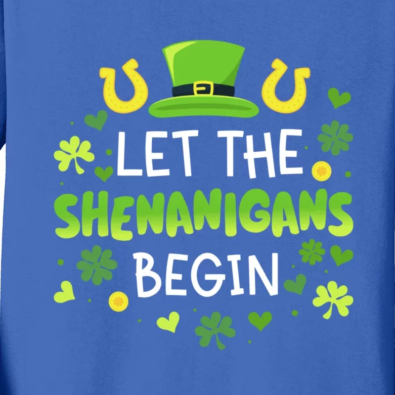 Let The Shenanigans Begin With Shamrocks For St Patricks Day Gift Kids Long Sleeve Shirt