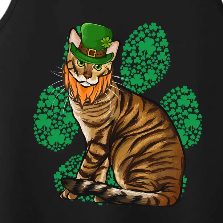 Leprechaun Toyger St Patricks Day Shamrock Paw Gift Performance Tank