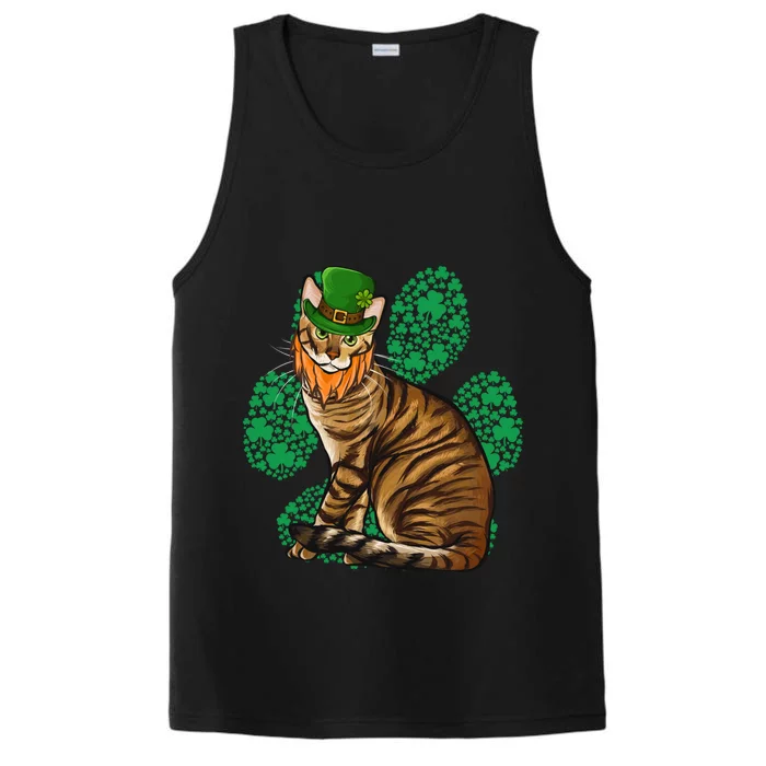 Leprechaun Toyger St Patricks Day Shamrock Paw Gift Performance Tank