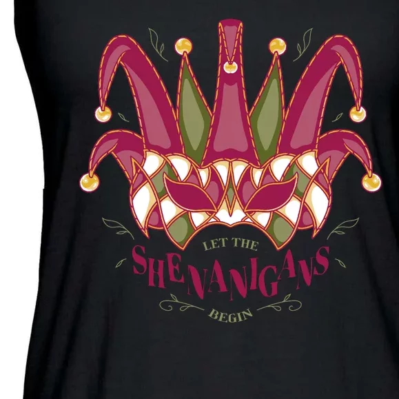 Let The Shenanigans Begin Mardi Gras Ladies Essential Flowy Tank