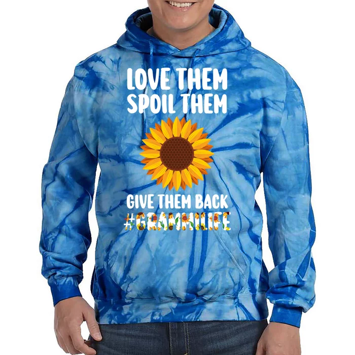 Love Them Spoil Them Give Them Back Grammilife Grandmother Gift Tie Dye Hoodie