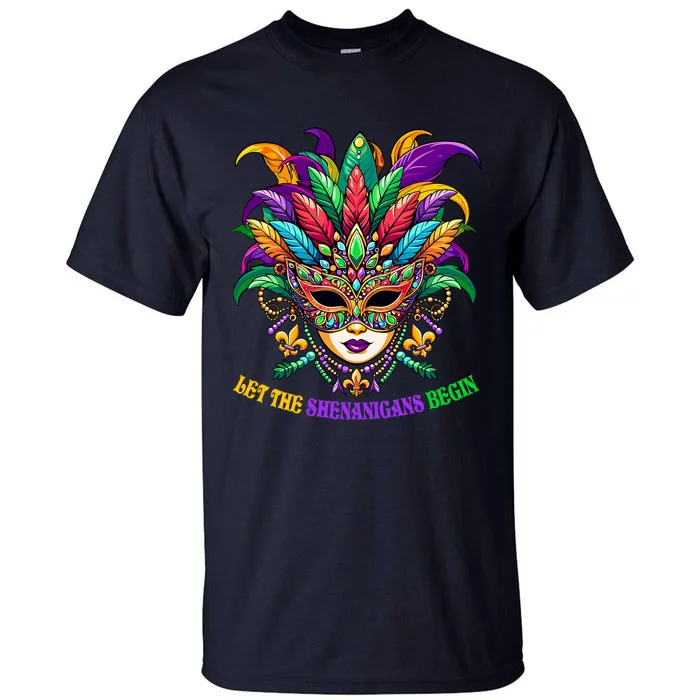 Let The Shenanigans Begin Jester Mask Beads Tall T-Shirt