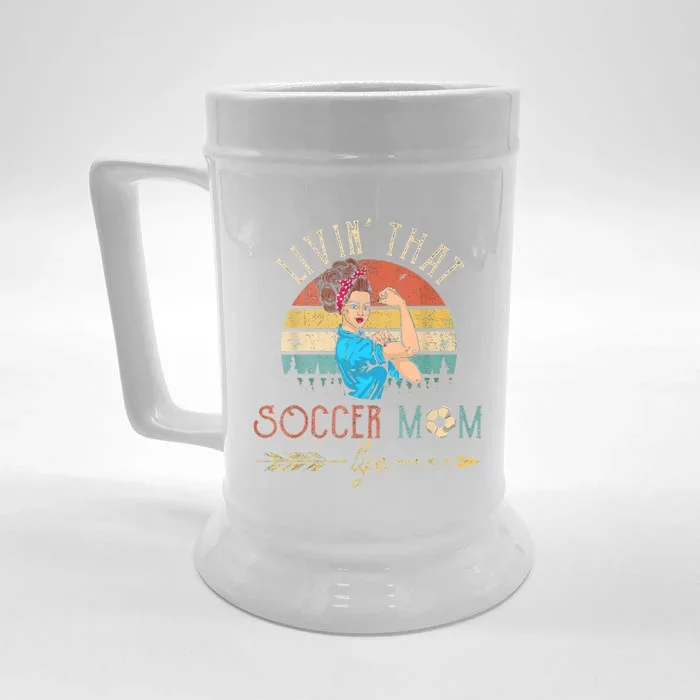 Livins That Soccer Mom Lifes Arrows Vintage Funny Gift Front & Back Beer Stein