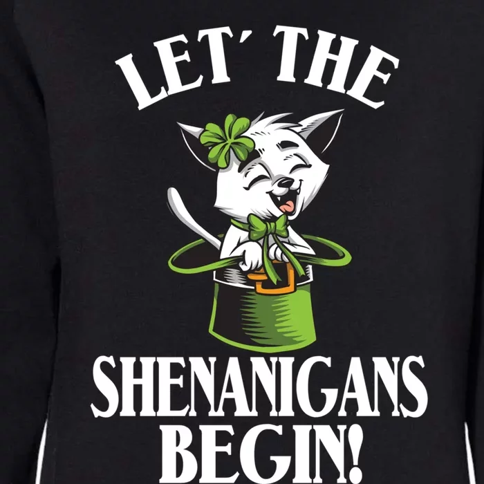 Let´ The Shenanigans Begin Leprechaun Cat St Patricks Day Gift Womens California Wash Sweatshirt