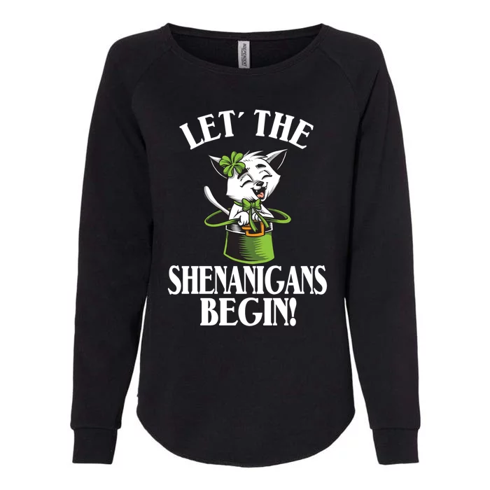 Let´ The Shenanigans Begin Leprechaun Cat St Patricks Day Gift Womens California Wash Sweatshirt