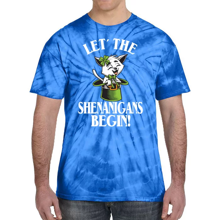 Let´ The Shenanigans Begin Leprechaun Cat St Patricks Day Gift Tie-Dye T-Shirt