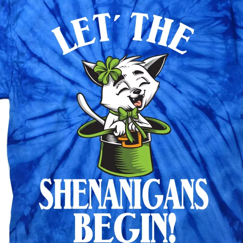 Let´ The Shenanigans Begin Leprechaun Cat St Patricks Day Gift Tie-Dye T-Shirt