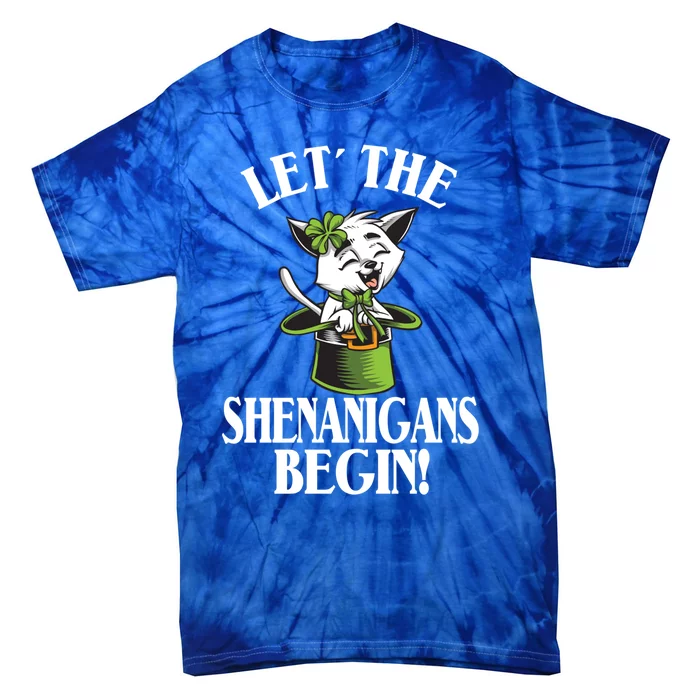 Let´ The Shenanigans Begin Leprechaun Cat St Patricks Day Gift Tie-Dye T-Shirt