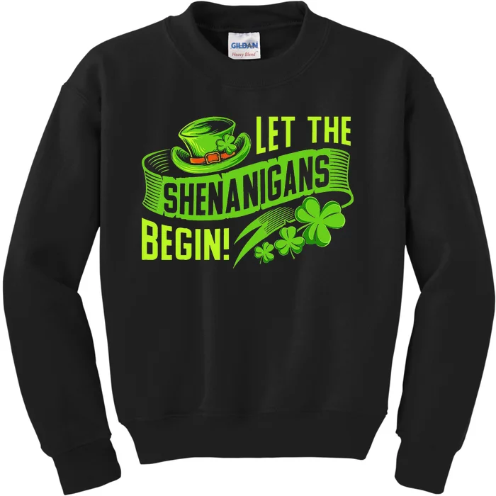 Let the Shenanigans begin! Saint Shenanigan Clover Irishman Kids Sweatshirt