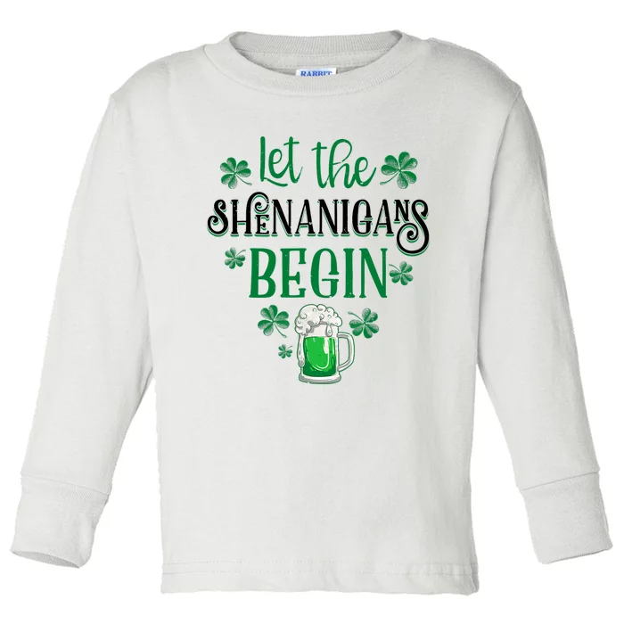 Let The Shenanigans Begin St Patricks Day Drinking Beer Toddler Long Sleeve Shirt