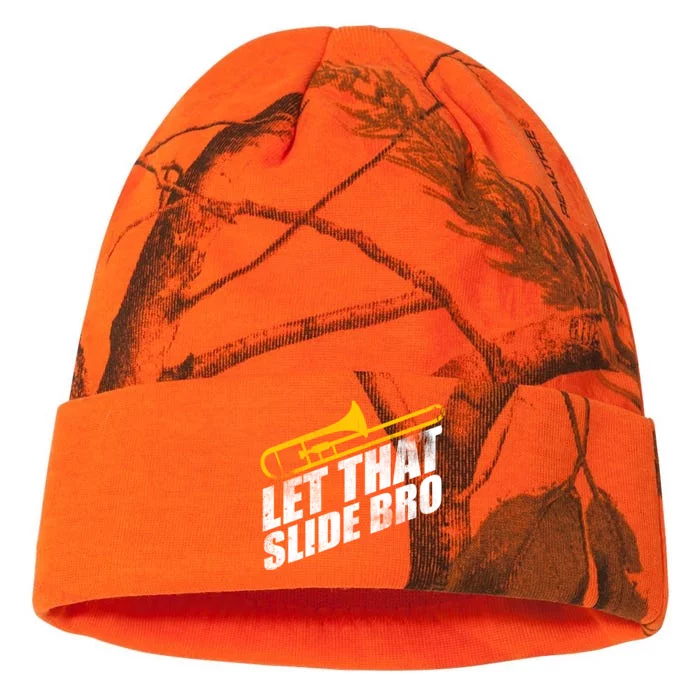 Let That Slide Bro - Funny Trombone Player Band Gift Kati - 12in Camo Beanie