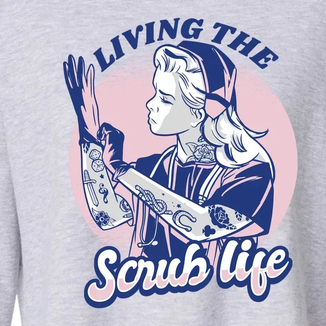 Living The Scrub Life Cropped Pullover Crew