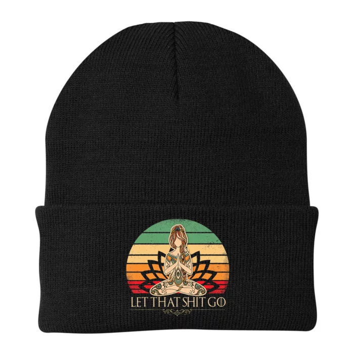 Let That Shit Go Vintage Yoga Funny Yoga Mediation Knit Cap Winter Beanie