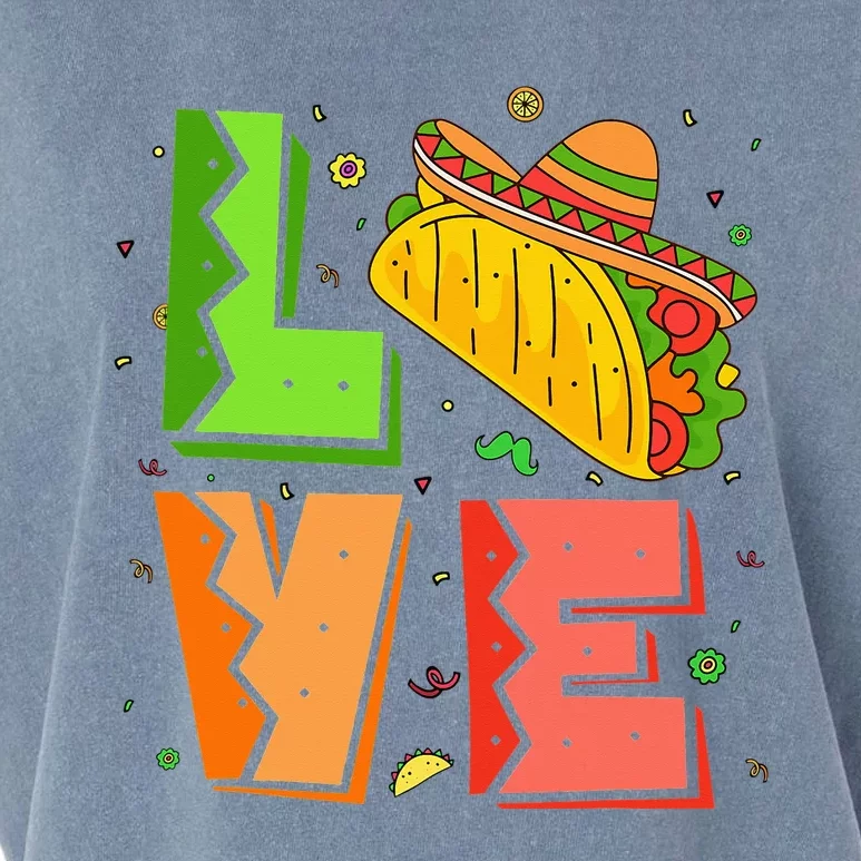 Love Taco Sombrero Cinco de Mayo Mexican Food Taco Tuesday Garment-Dyed Women's Muscle Tee