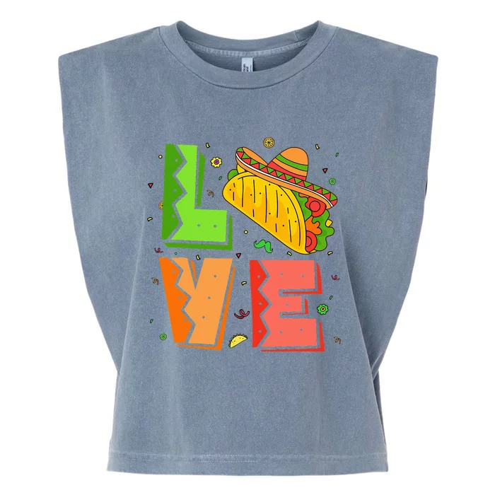 Love Taco Sombrero Cinco de Mayo Mexican Food Taco Tuesday Garment-Dyed Women's Muscle Tee