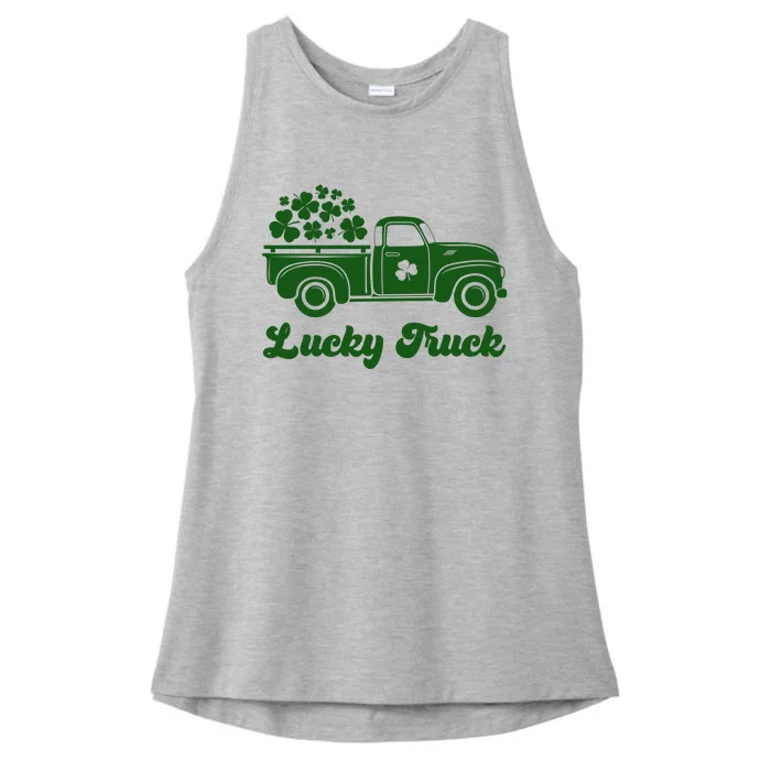 Lucky Truck St Patricks Day Ladies Tri-Blend Wicking Tank