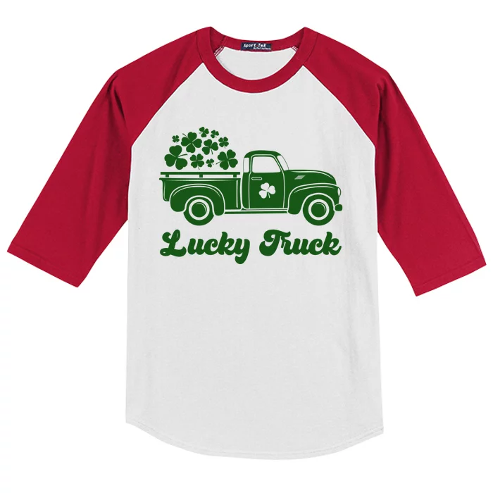 Lucky Truck St Patricks Day Kids Colorblock Raglan Jersey