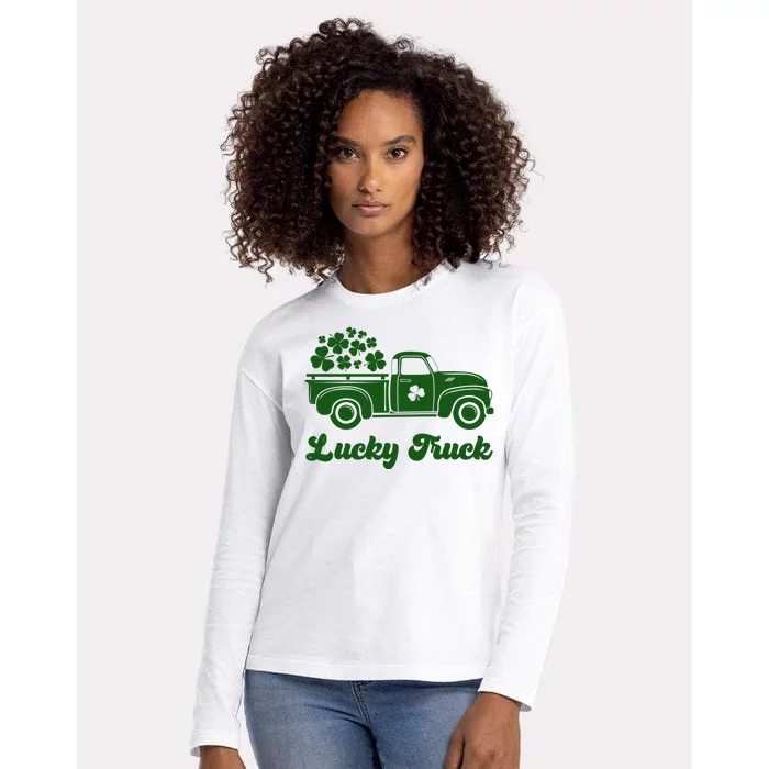 Lucky Truck St Patricks Day Womens Cotton Relaxed Long Sleeve T-Shirt