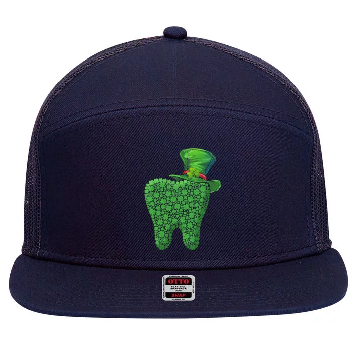 Leprechaun Tooth Shamrock St Patrick Day Dentist Dental Asst Cool Gift 7 Panel Mesh Trucker Snapback Hat