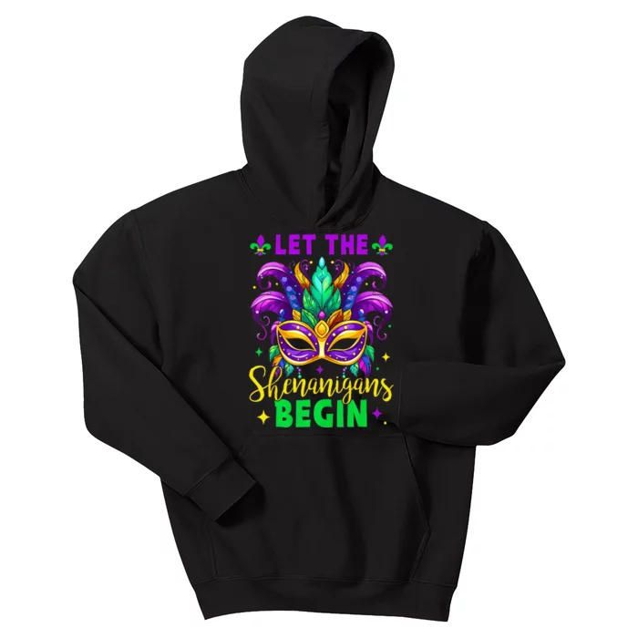 Let The Shenanigans Begin Mardi Gras Lips Kids Hoodie