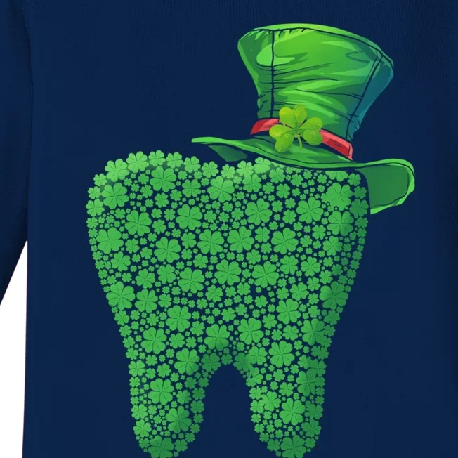 Leprechaun Tooth Shamrock St Patrick Day Dentist Dental Asst Gift Baby Long Sleeve Bodysuit