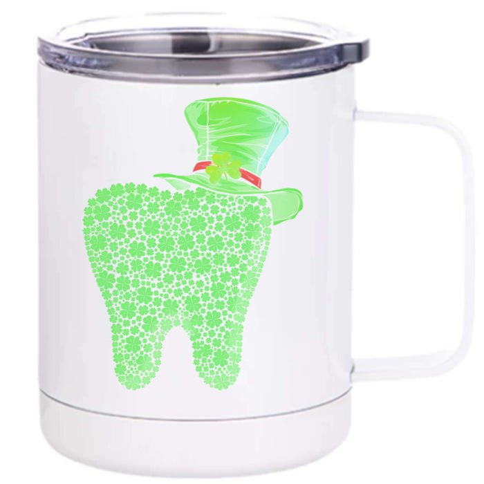 Leprechaun Tooth Shamrock St Patrick Day Dentist Dental Asst Gift Front & Back 12oz Stainless Steel Tumbler Cup