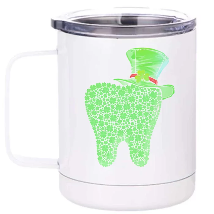 Leprechaun Tooth Shamrock St Patrick Day Dentist Dental Asst Gift Front & Back 12oz Stainless Steel Tumbler Cup