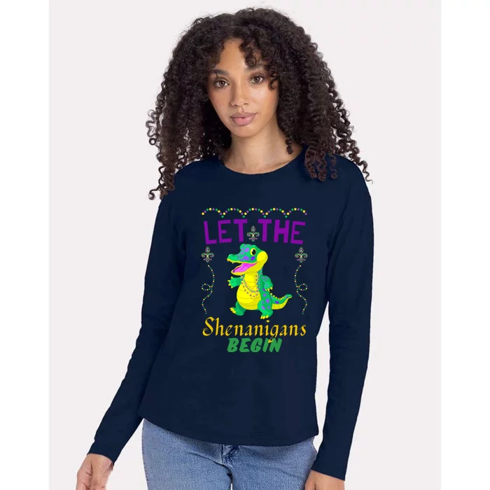 Let The Shenanigans Begin Mardi Gras Womens Cotton Relaxed Long Sleeve T-Shirt