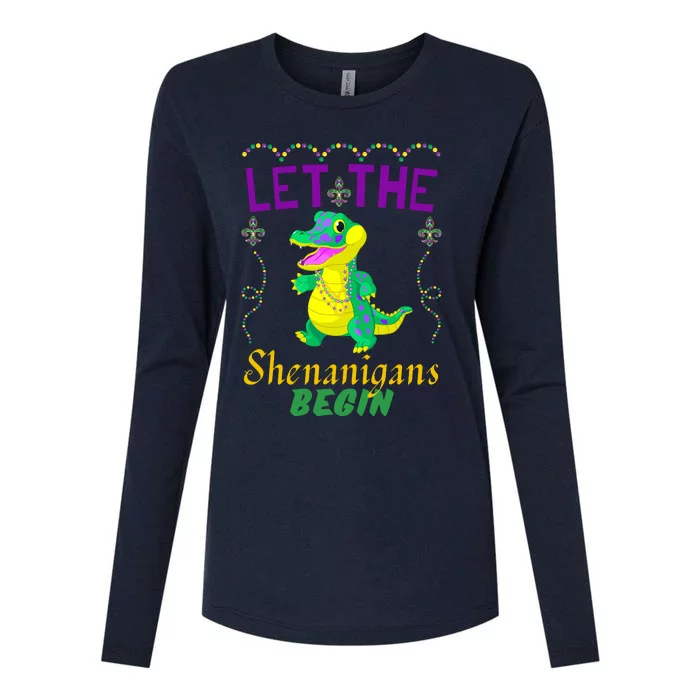 Let The Shenanigans Begin Mardi Gras Womens Cotton Relaxed Long Sleeve T-Shirt