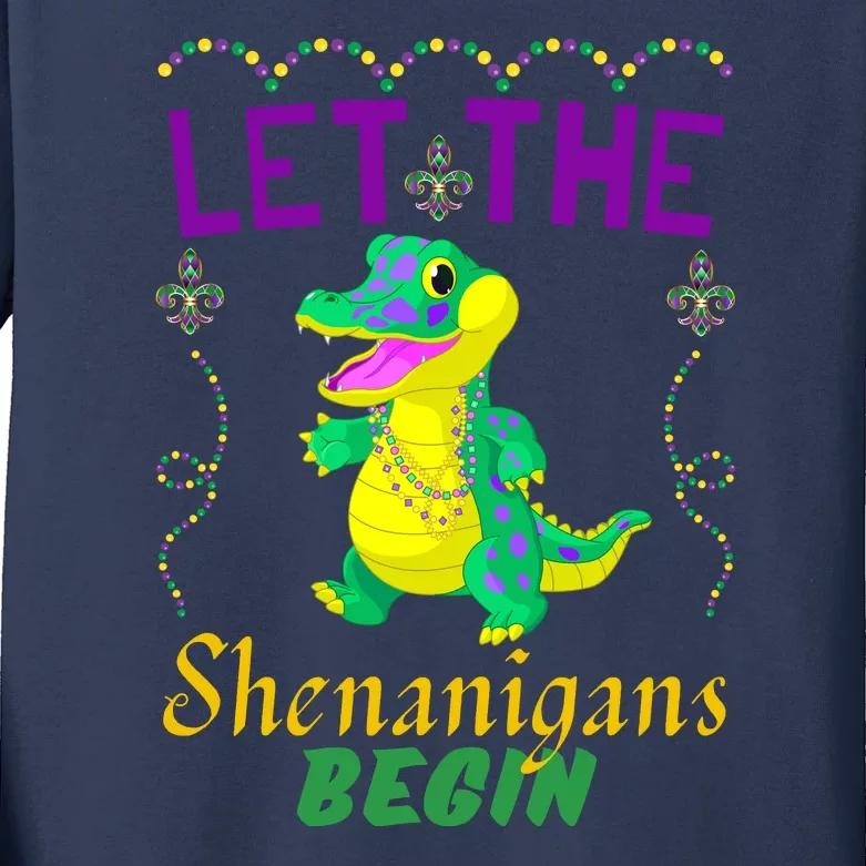 Let The Shenanigans Begin Mardi Gras Kids Long Sleeve Shirt