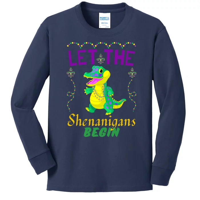 Let The Shenanigans Begin Mardi Gras Kids Long Sleeve Shirt