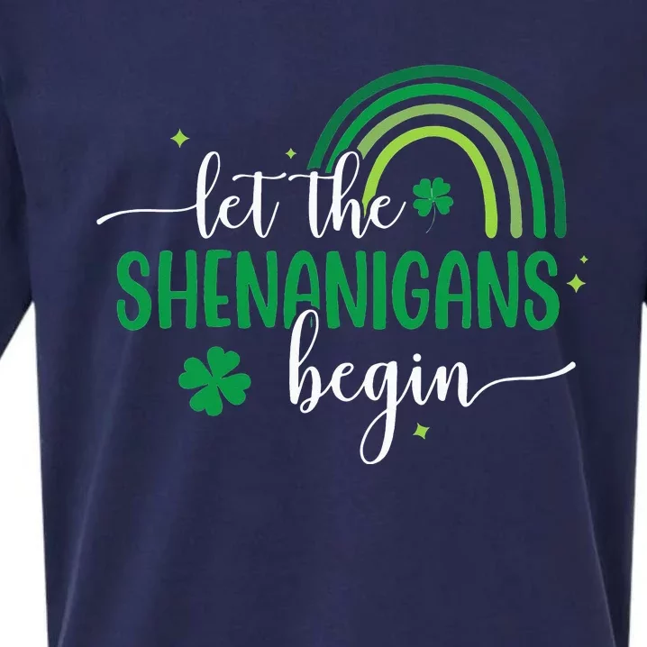 Let The Shenanigans Begin St Patricks Day Lucky Shamrock Sueded Cloud Jersey T-Shirt