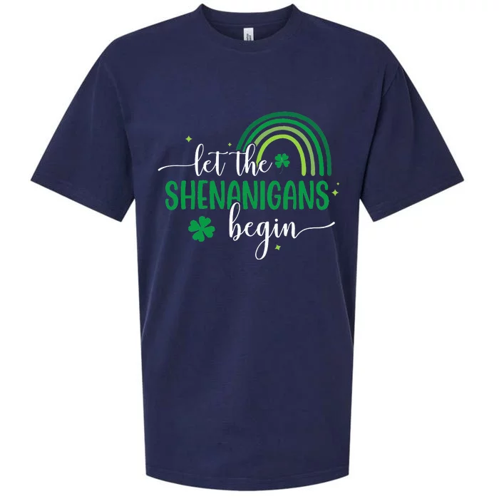 Let The Shenanigans Begin St Patricks Day Lucky Shamrock Sueded Cloud Jersey T-Shirt