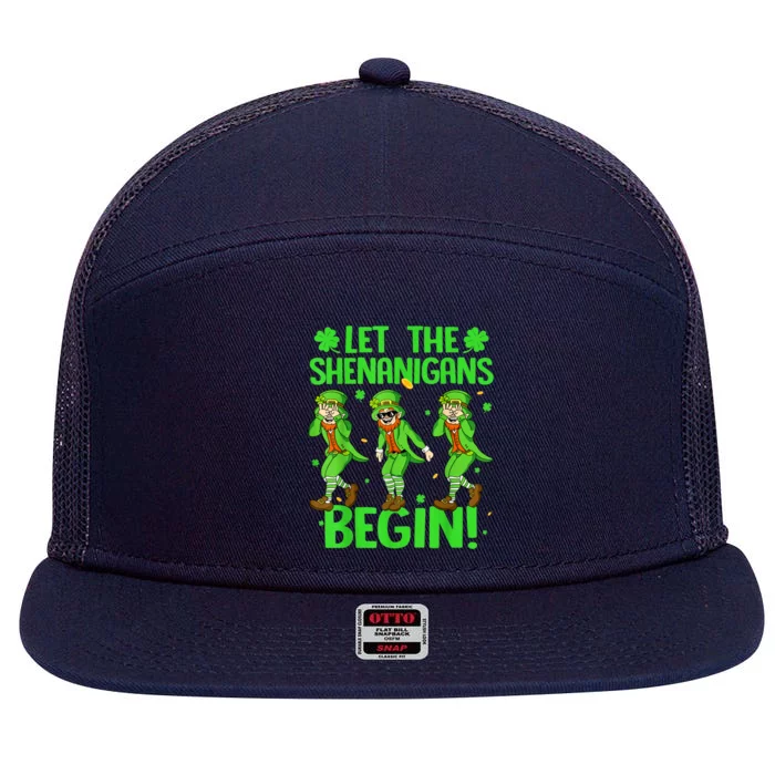 Let The Shenanigans Begin Funny St Patty Day 7 Panel Mesh Trucker Snapback Hat