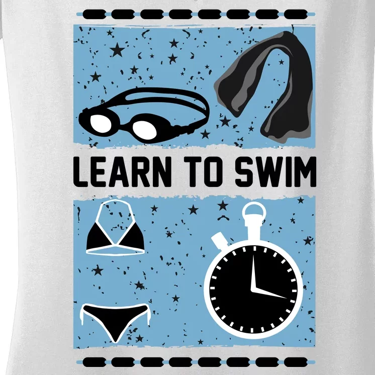 Learn To Swim Women's V-Neck T-Shirt