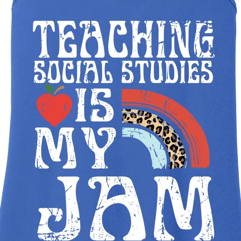 Leopard Teaching Social Studies Is My Jam Sunglasses Teacher Funny Gift Ladies Essential Tank