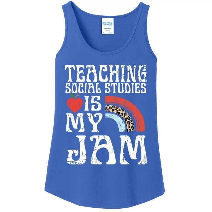 Leopard Teaching Social Studies Is My Jam Sunglasses Teacher Funny Gift Ladies Essential Tank